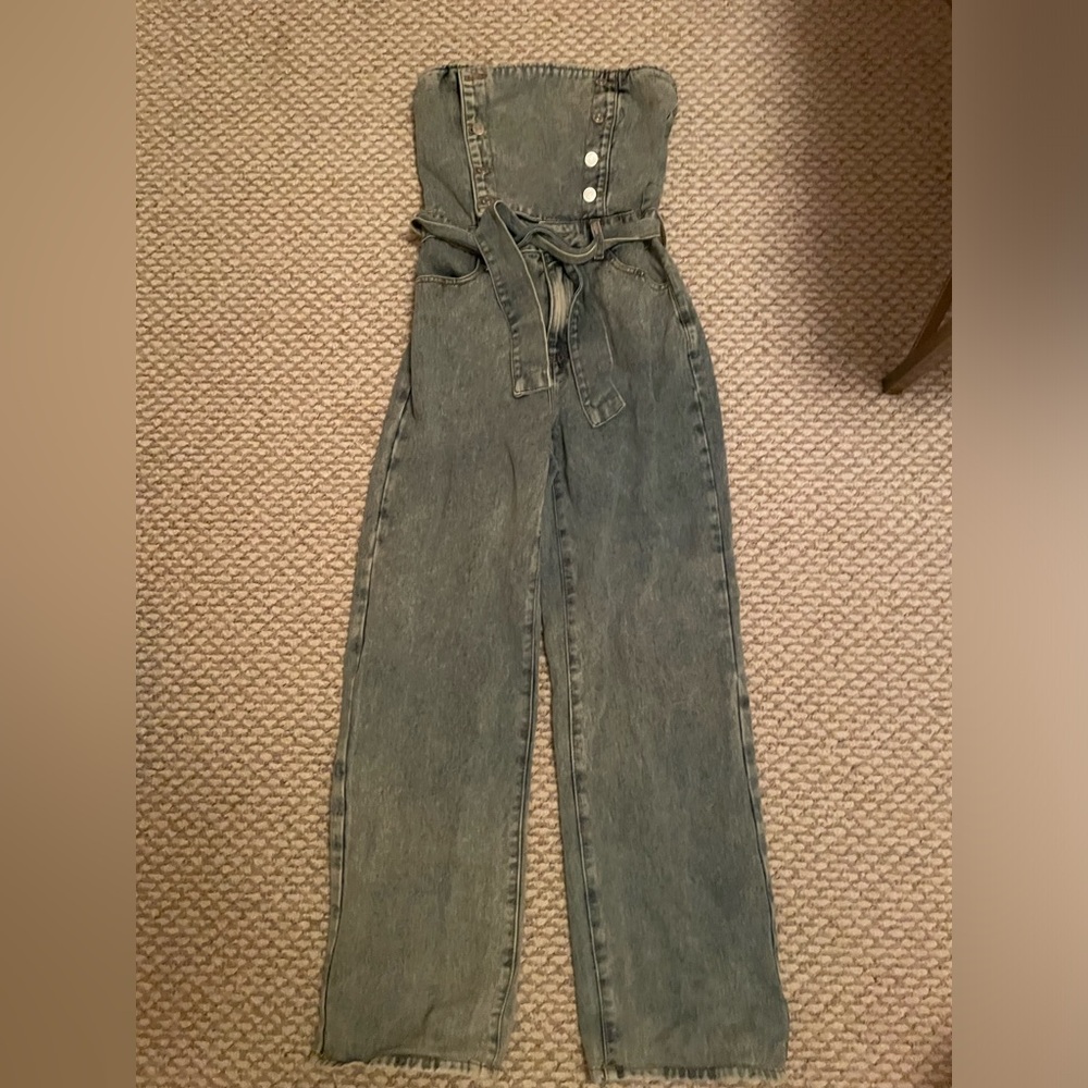 Denim button up jumpsuit